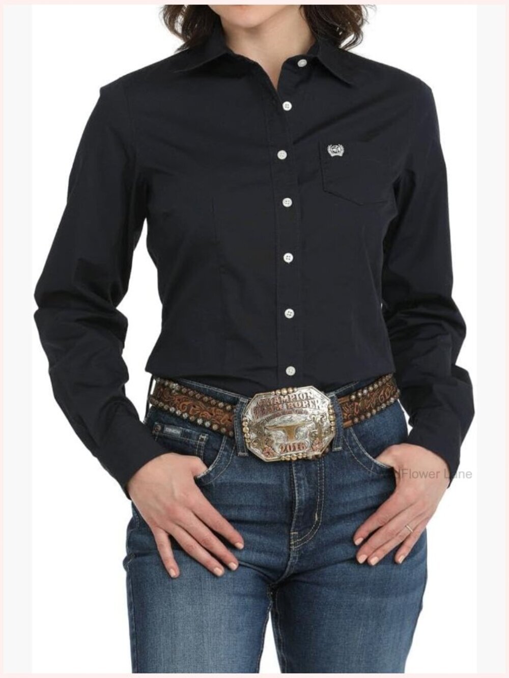 Button Down Shirt - Cotton Long Sleeve Regular Fit Crew Neck